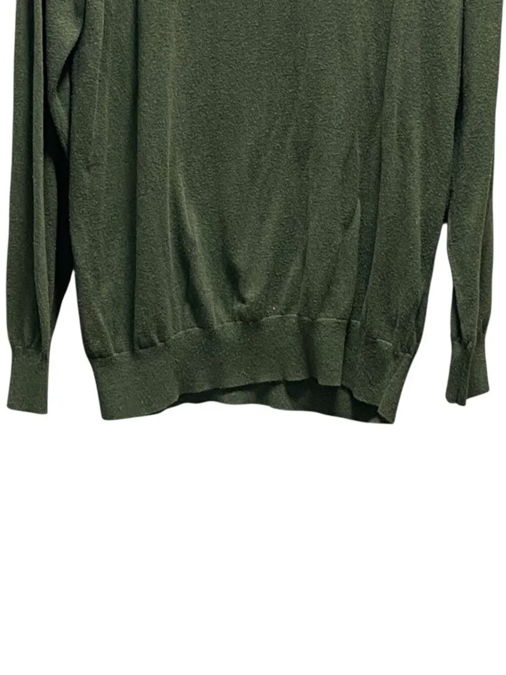 L.L. Bean Mens Vintage V Neck Sweater Green Size L Y2K Cashmere Blend Preppy